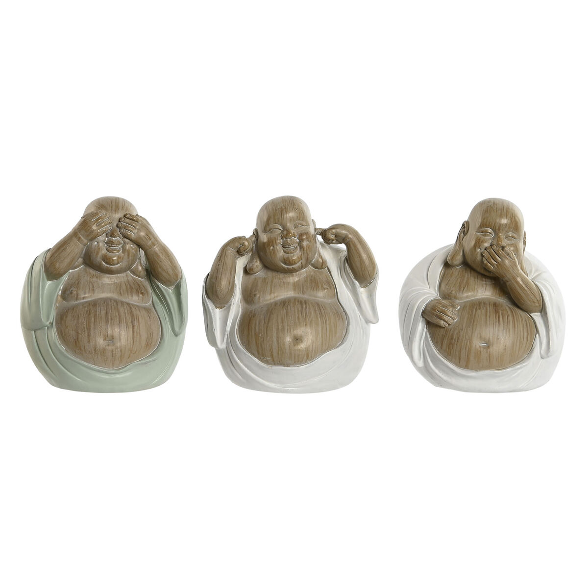 Prydnadsfigur Home ESPRIT Vit Grön Buddha Orientalisk 10 x 9 x 10,5 cm (3 antal) - 4