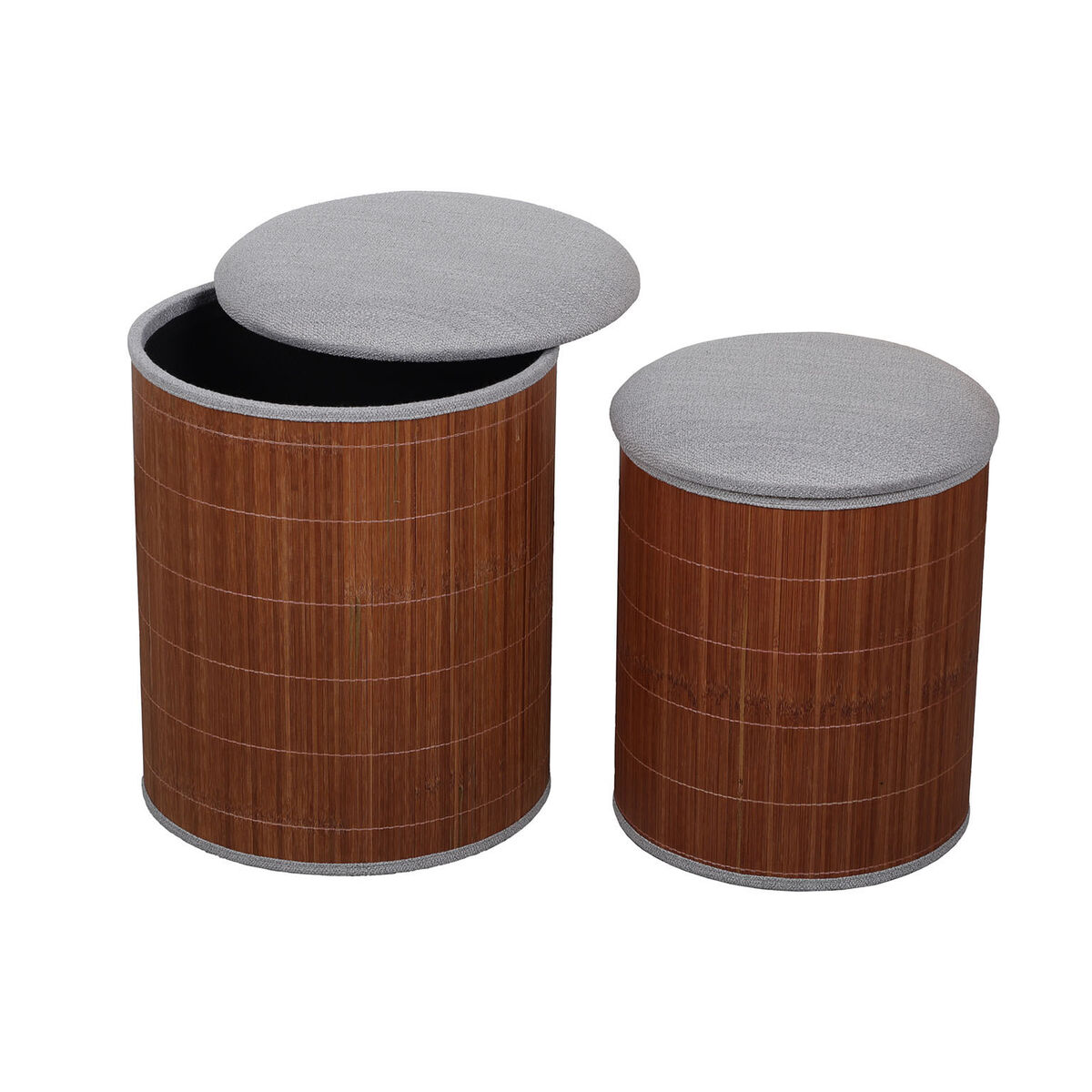 Puff Versa Grå linne Bambu Trä MDF - 2