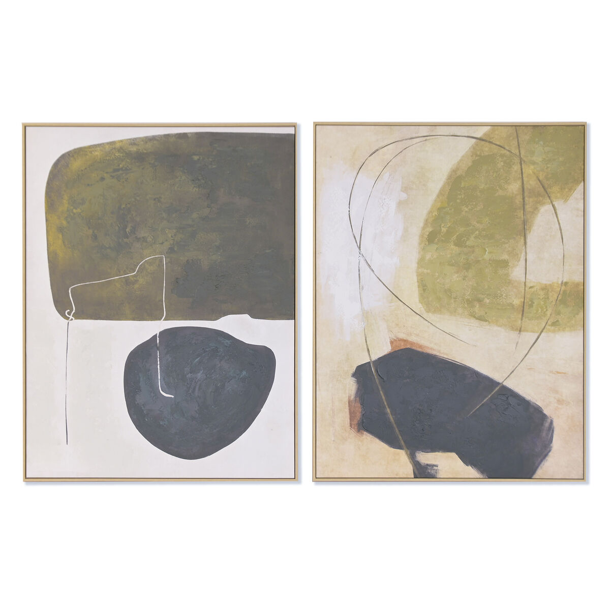 Kanvas Home ESPRIT Svart Grön Abstrakt Urban 90 x 4 x 120 cm (2 antal)