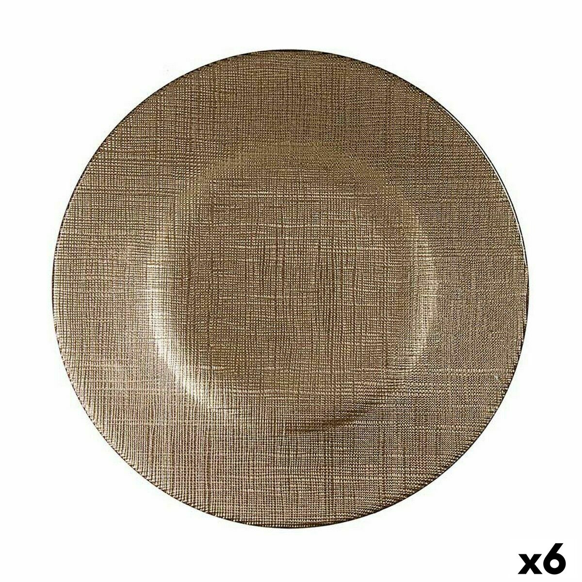Platt skål Vivalto 3239121P-5 Gyllene Glas 21 x 2 x 21 cm (6 antal)