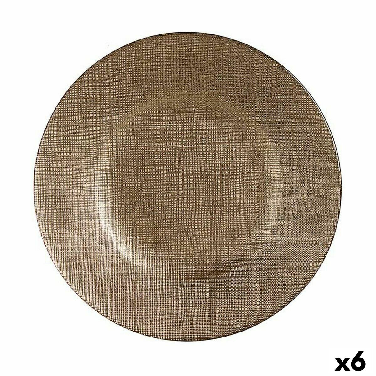 Platt skål Vivalto 3239121P-5 Gyllene Glas 21 x 2 x 21 cm (6 antal) - 6