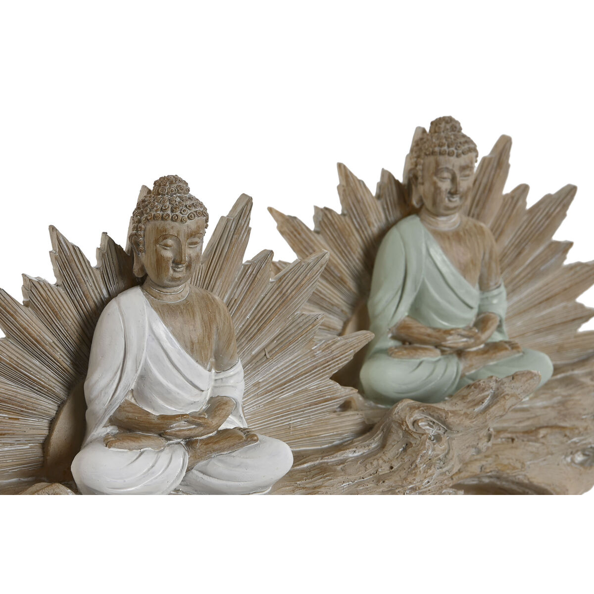 Prydnadsfigur Home ESPRIT Vit Grön Buddha Orientalisk 30 x 6 x 15 cm (2 antal) - 3