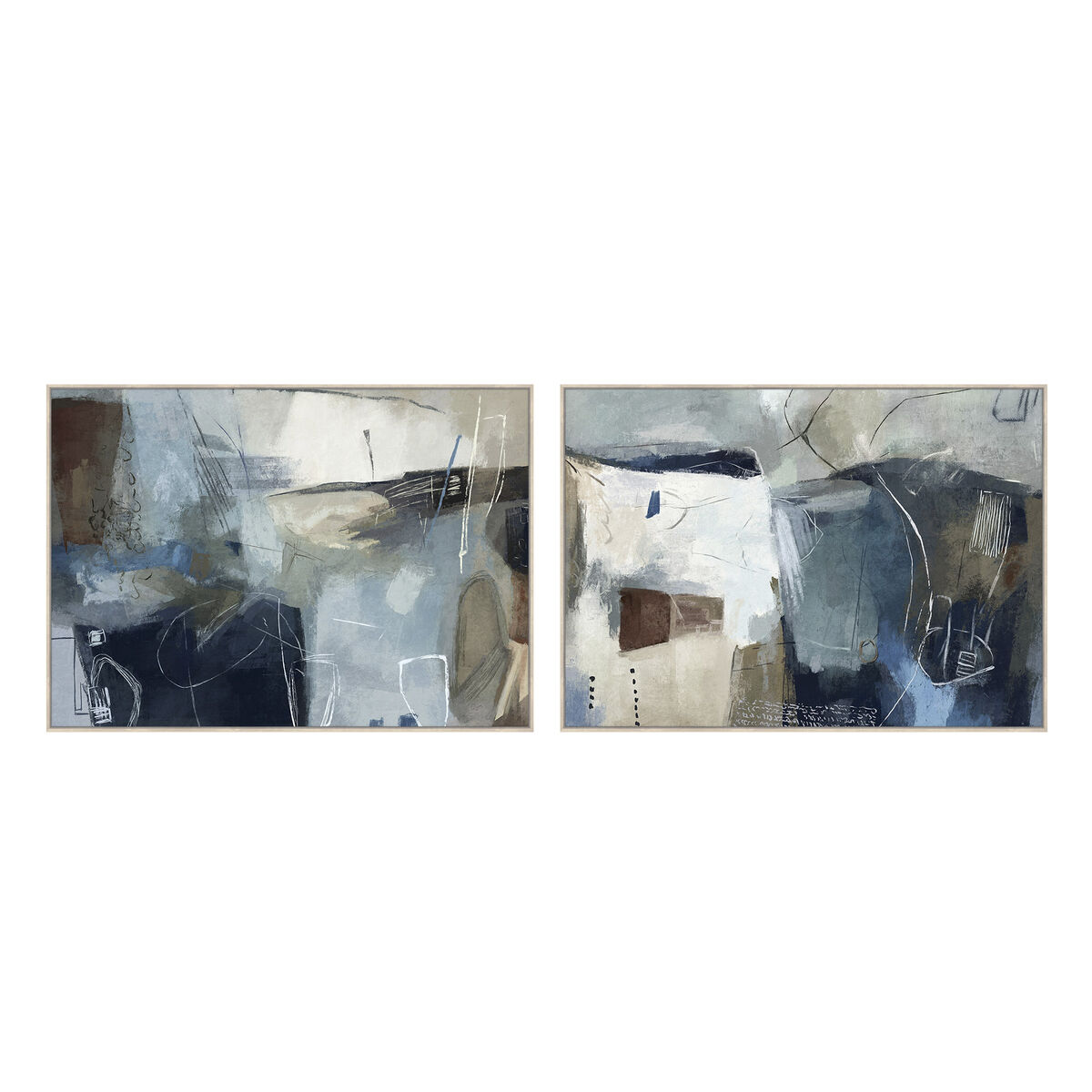 Kanvas Home ESPRIT Marinblå Abstrakt Modern Med relief 140 x 4 x 100 cm (2 antal)