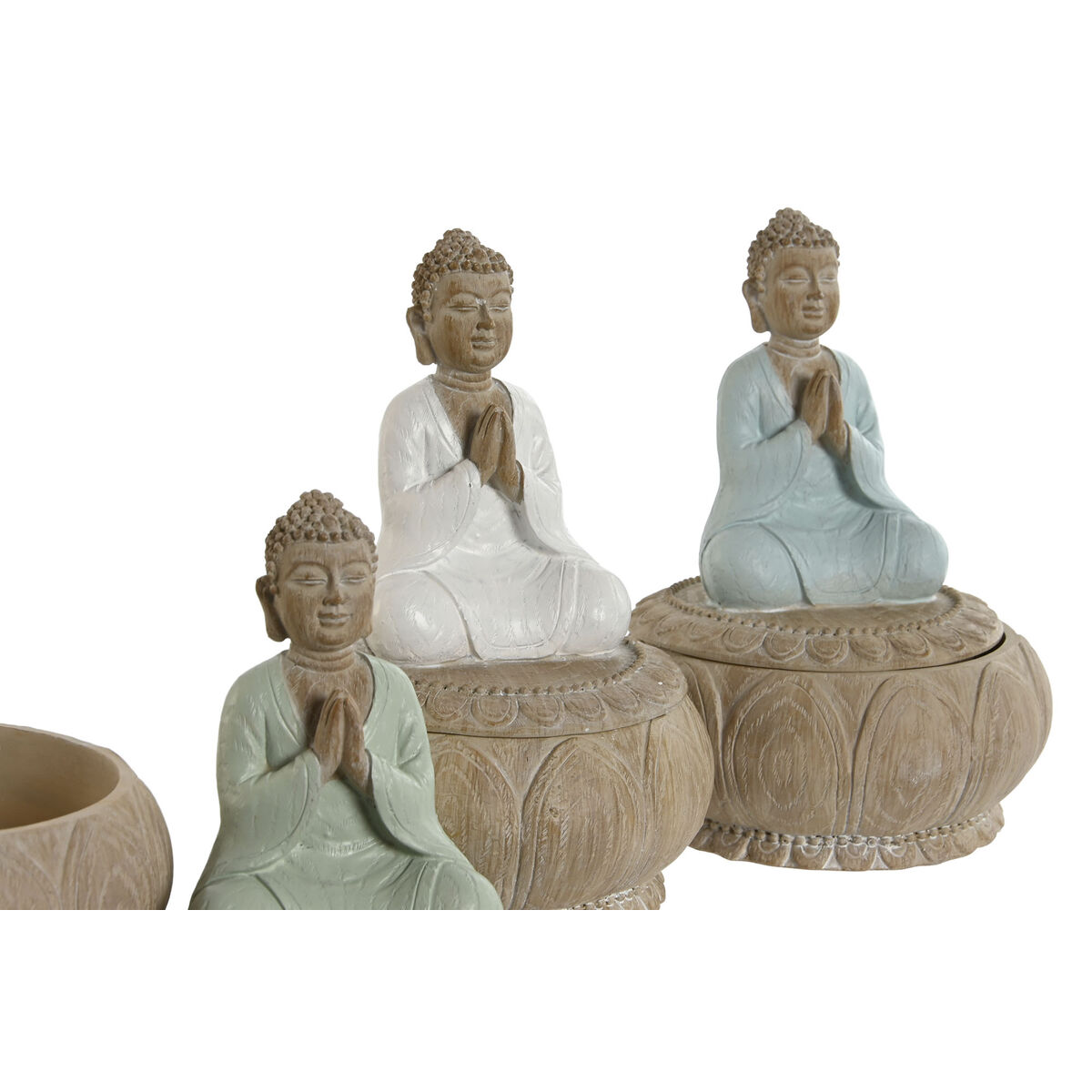 Prydnadsfigur Home ESPRIT Vit Grön Turkos Orientalisk 11 x 11 x 15 cm (3 antal) - 3