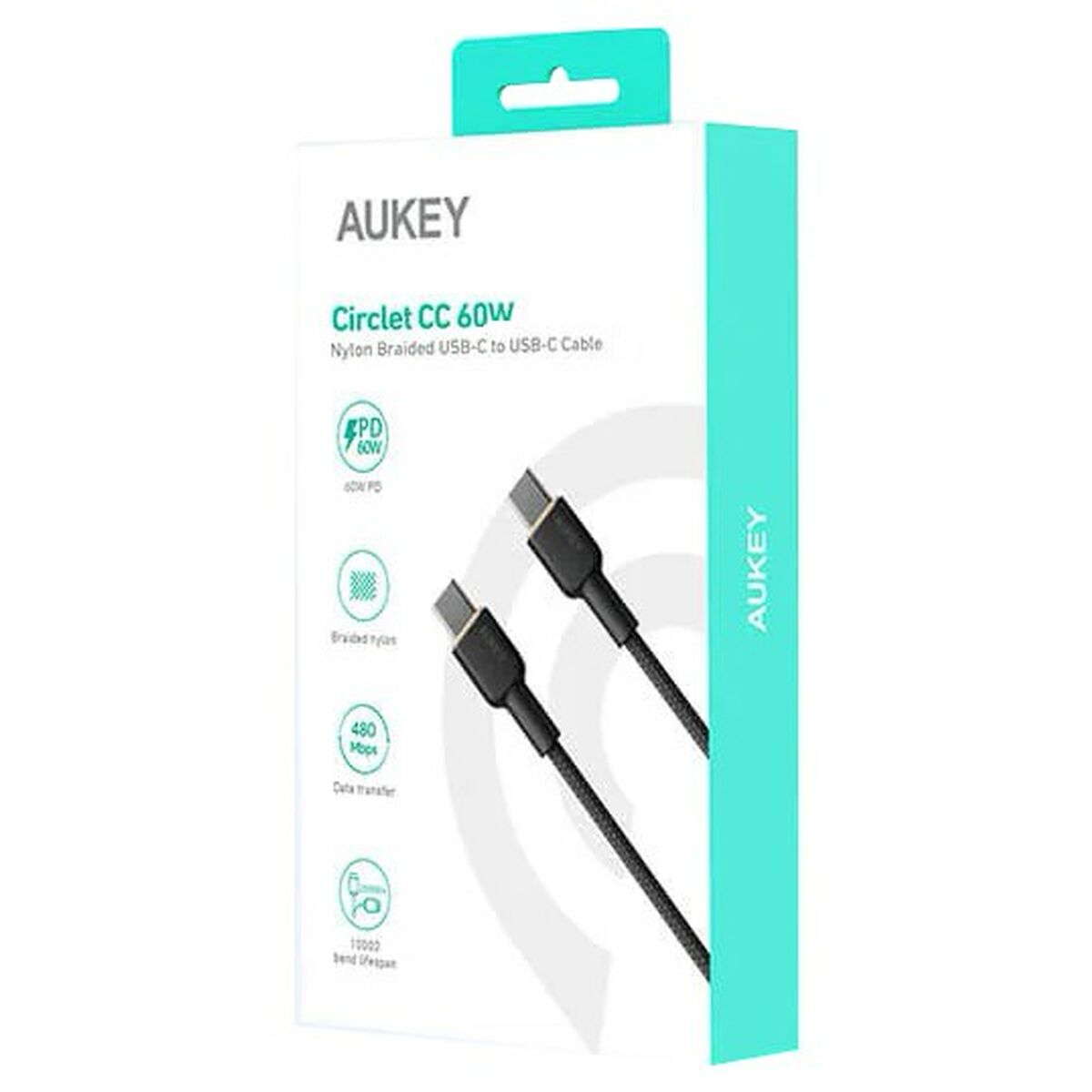 USB-C-kabel Aukey CB-NCC2 Svart 1,8 m - 2