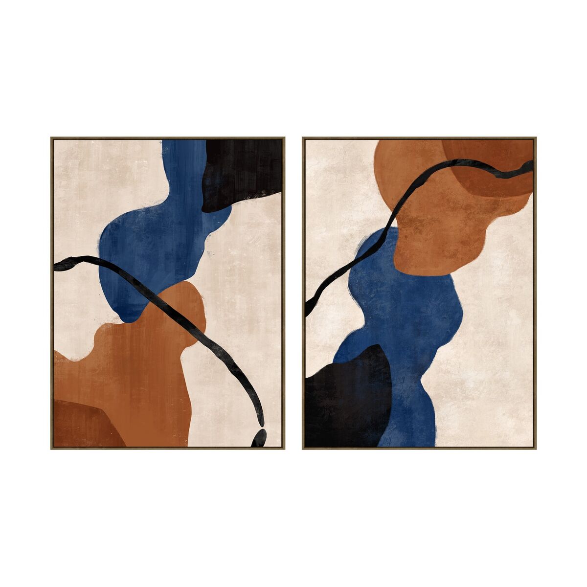 Kanvas Home ESPRIT Blå Orange Modern Med relief Urban 90 x 4 x 120 cm (2 antal)