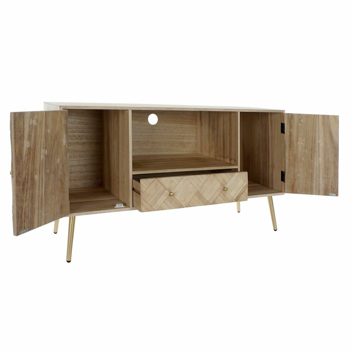 TV-möbler DKD Home Decor 118 x 40 x 65 cm Metall Ljusbrun Paulowniaträ Furu - 4