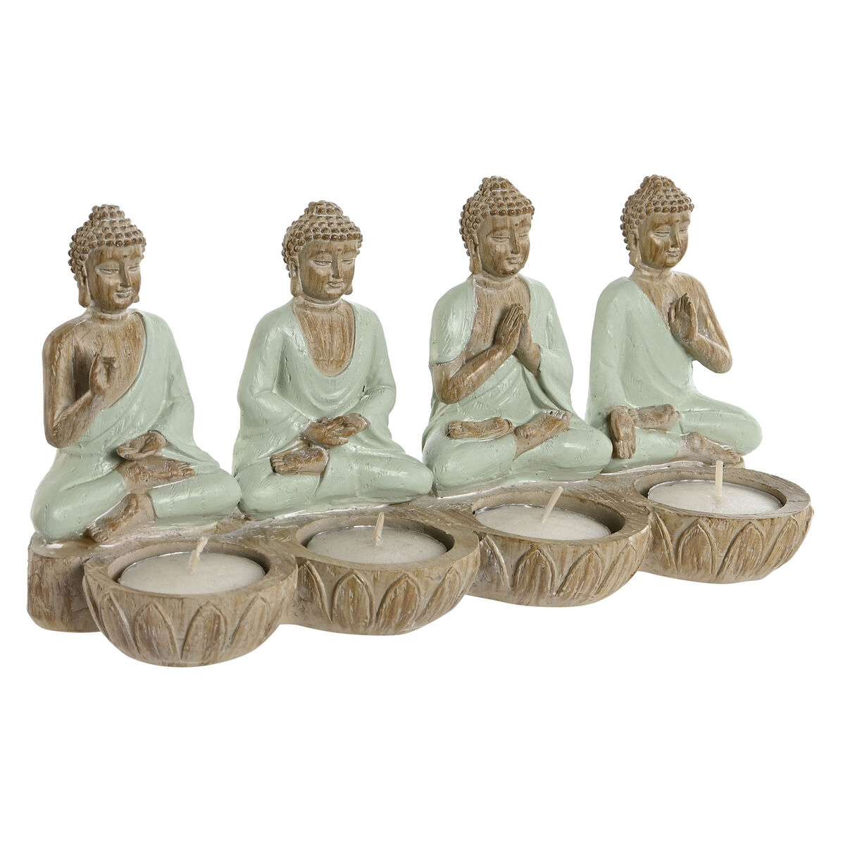 Prydnadsfigur Home ESPRIT Vit Grön Buddha Orientalisk 24 x 9 x 11 cm (2 antal) - 3