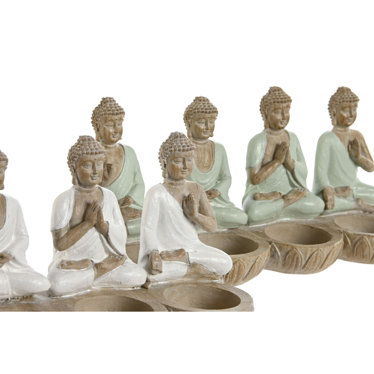 Prydnadsfigur Home ESPRIT Vit Grön Buddha Orientalisk 24 x 9 x 11 cm (2 antal) - 4
