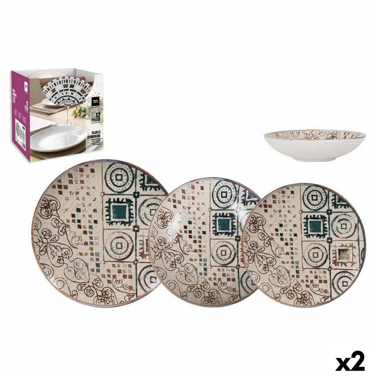 Matservis Inde Creta Porslin (2 antal)