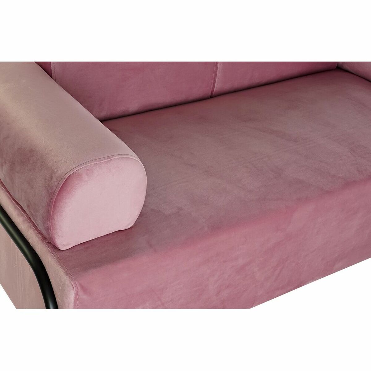 Soffa DKD Home Decor Svart Rosa Metall Polyester Modern (154 x 76 x 76 cm) - 2