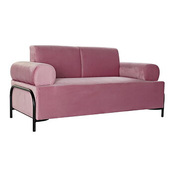 Soffa DKD Home Decor Svart Rosa Metall Polyester Modern (154 x 76 x 76 cm)