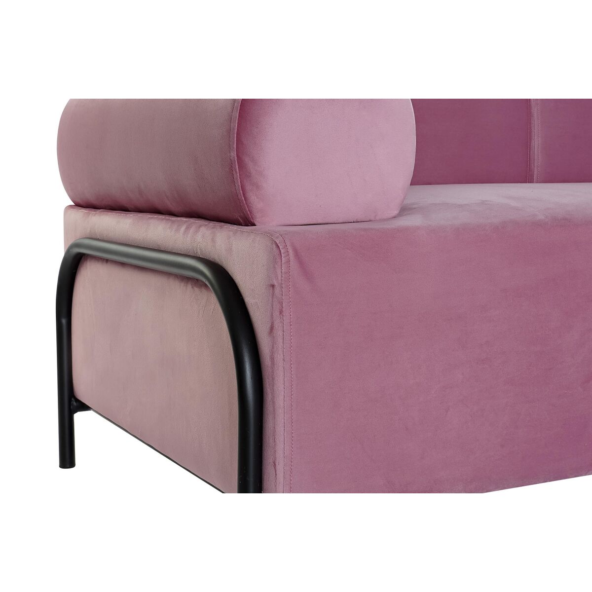 Soffa DKD Home Decor Svart Rosa Metall Polyester Modern (154 x 76 x 76 cm) - 5
