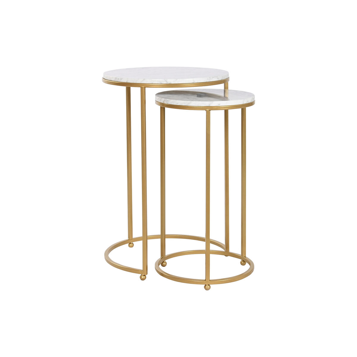 2-bordsset Home ESPRIT Gyllene Metall Marmor 40 x 40 x 64 cm - 5