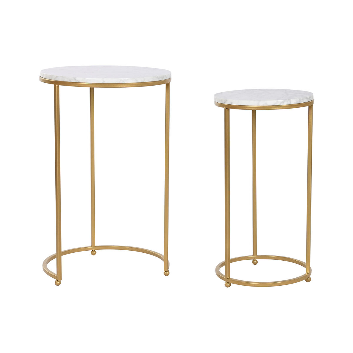 2-bordsset Home ESPRIT Gyllene Metall Marmor 40 x 40 x 64 cm