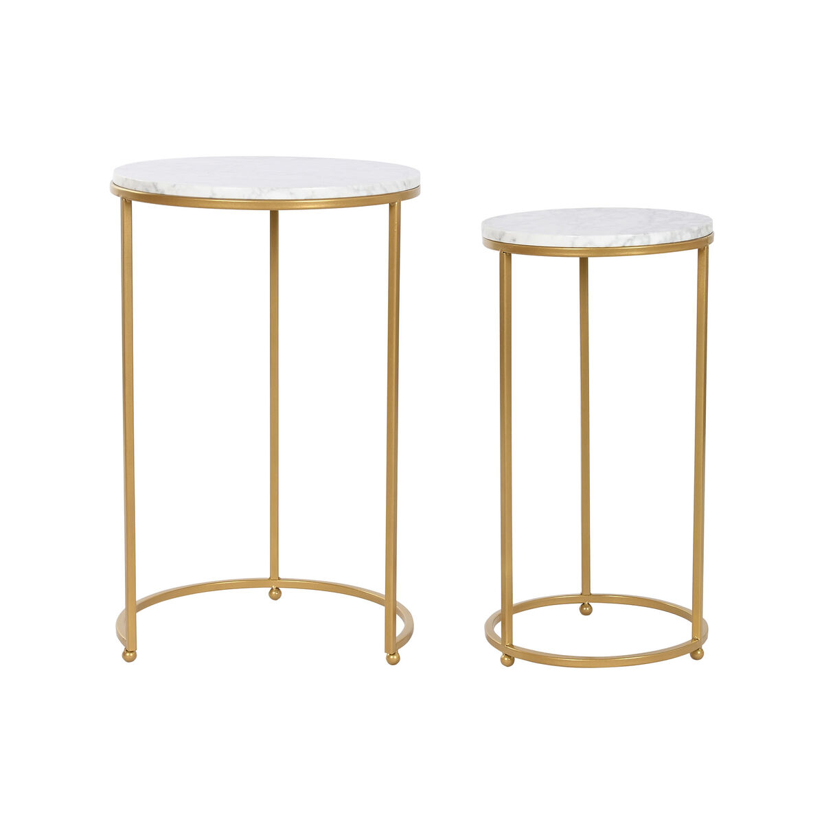 2-bordsset Home ESPRIT Gyllene Metall Marmor 40 x 40 x 64 cm - 4