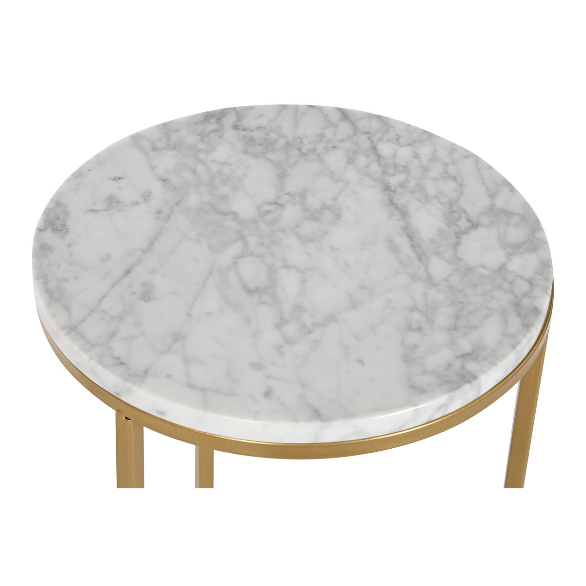 2-bordsset Home ESPRIT Gyllene Metall Marmor 40 x 40 x 64 cm - 2