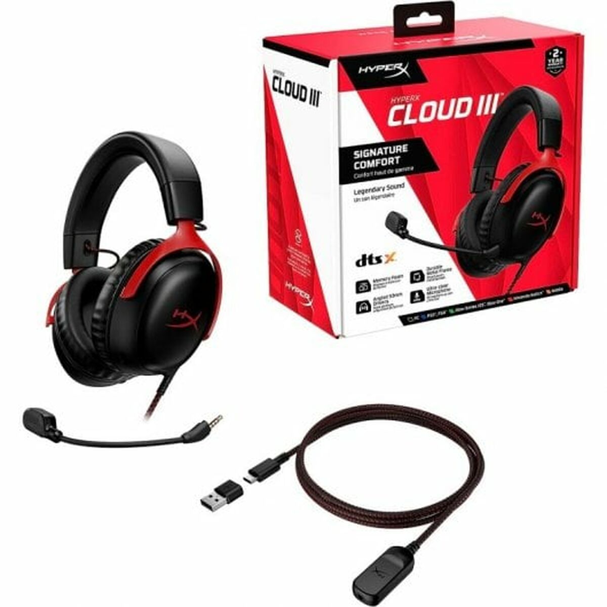Hörlurar med Mikrofon HyperX Cloud III Svart - 2