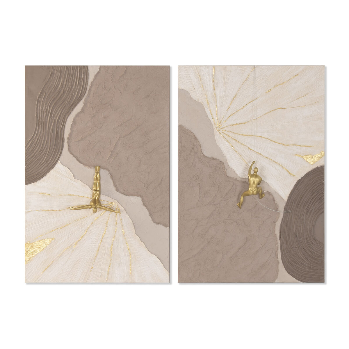 Kanvas Home ESPRIT Beige Moka Abstrakt Män Modern 80 X 17,5 X 120 CM (2 antal)