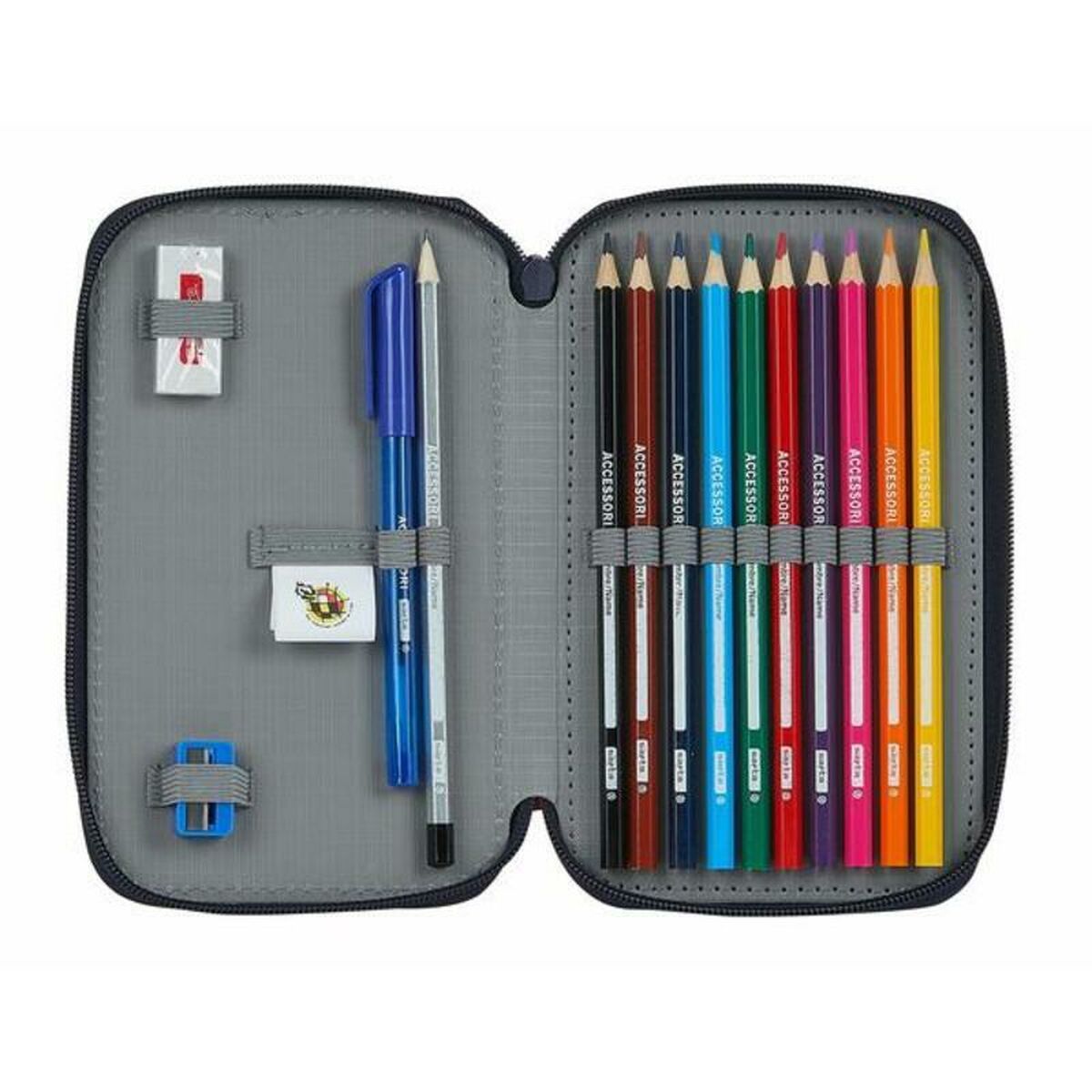Dubbelt pennfodral RFEF M854 Röd 12.5 x 19.5 x 4 cm (28 Delar) - 14