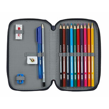 Dubbelt pennfodral RFEF M854 Röd 12.5 x 19.5 x 4 cm (28 Delar)