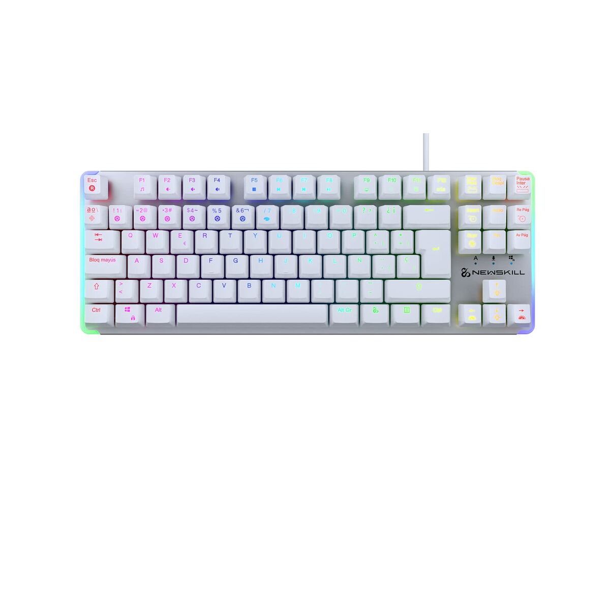 Tangentbord Newskill Qwerty Spanska Vit LED RGB - 4