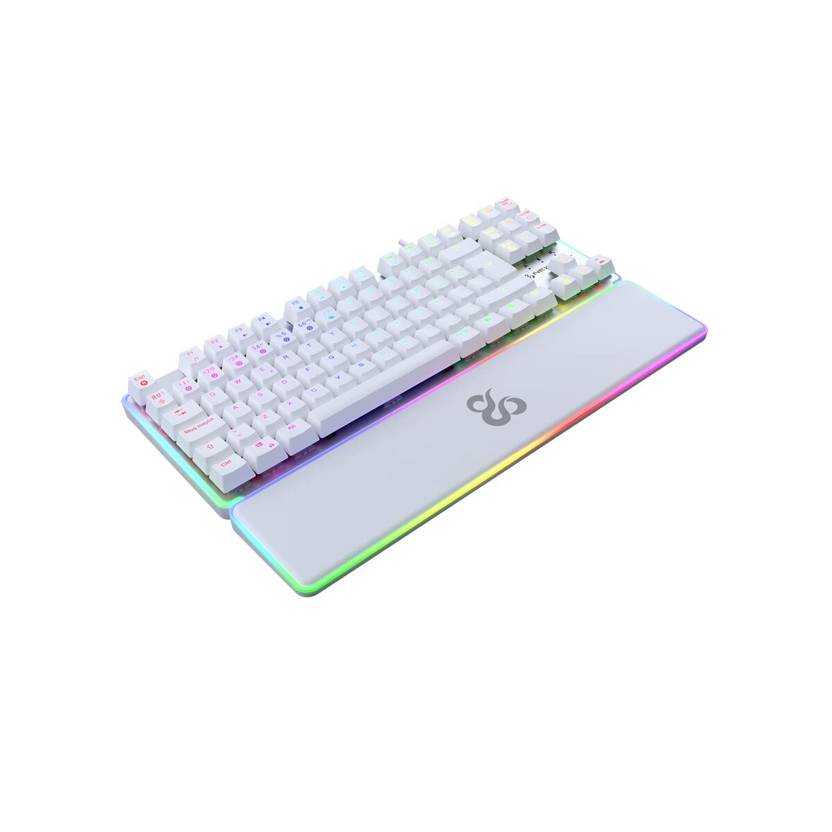 Tangentbord Newskill Qwerty Spanska Vit LED RGB - 3