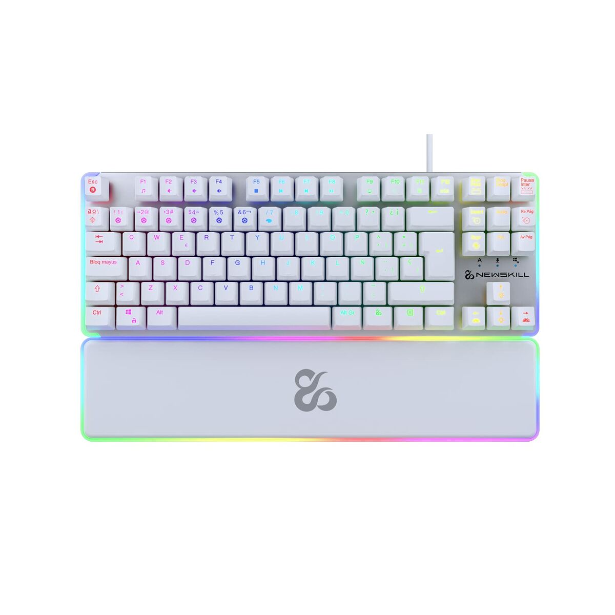 Tangentbord Newskill Qwerty Spanska Vit LED RGB - 5