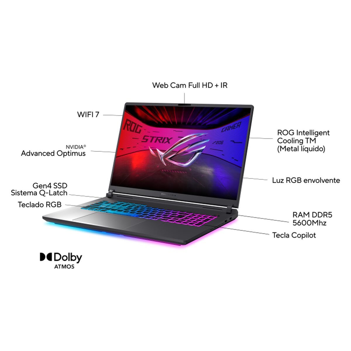 Bärbar dator Asus ROG Strix G18 G815LP-S9034 17" intel core ultra 9 275HX 32 GB RAM 1 TB SSD nvidia geforce rtx 5070 Qwerty Span - 3