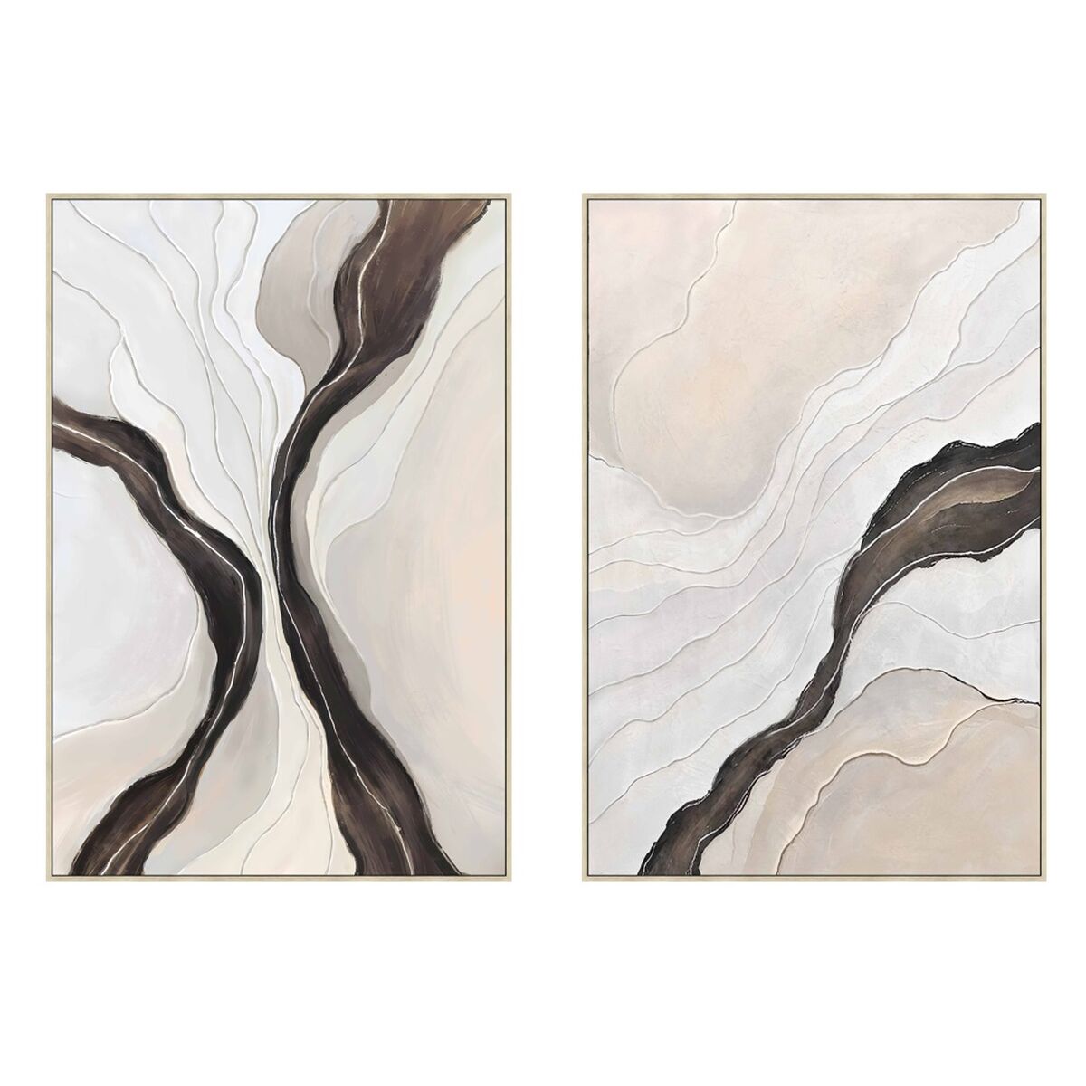 Kanvas Home ESPRIT Svart Beige Abstrakt Urban 80 x 3,7 x 120 cm (2 antal)