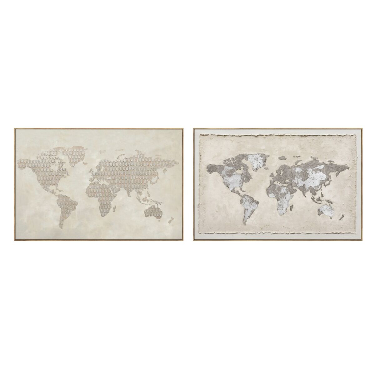 Kanvas Home ESPRIT Beige Världskarta Loft 120 x 3,7 x 80 cm (2 antal)
