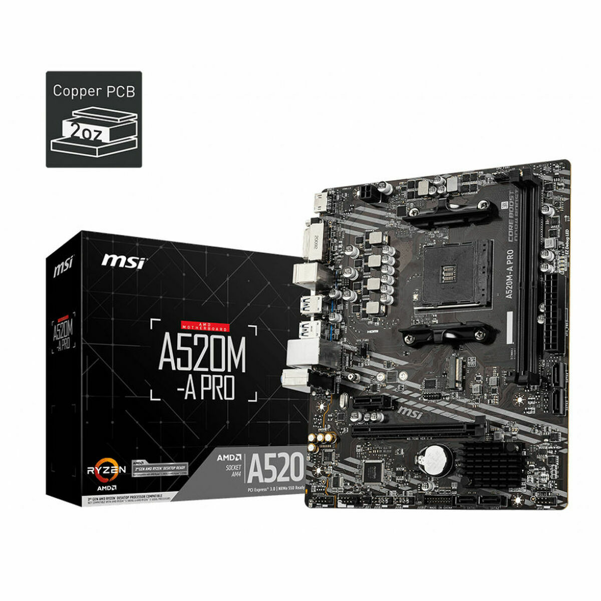 Moderkort MSI A520M-A PRO mATX AM4     AMD AM4 - 2