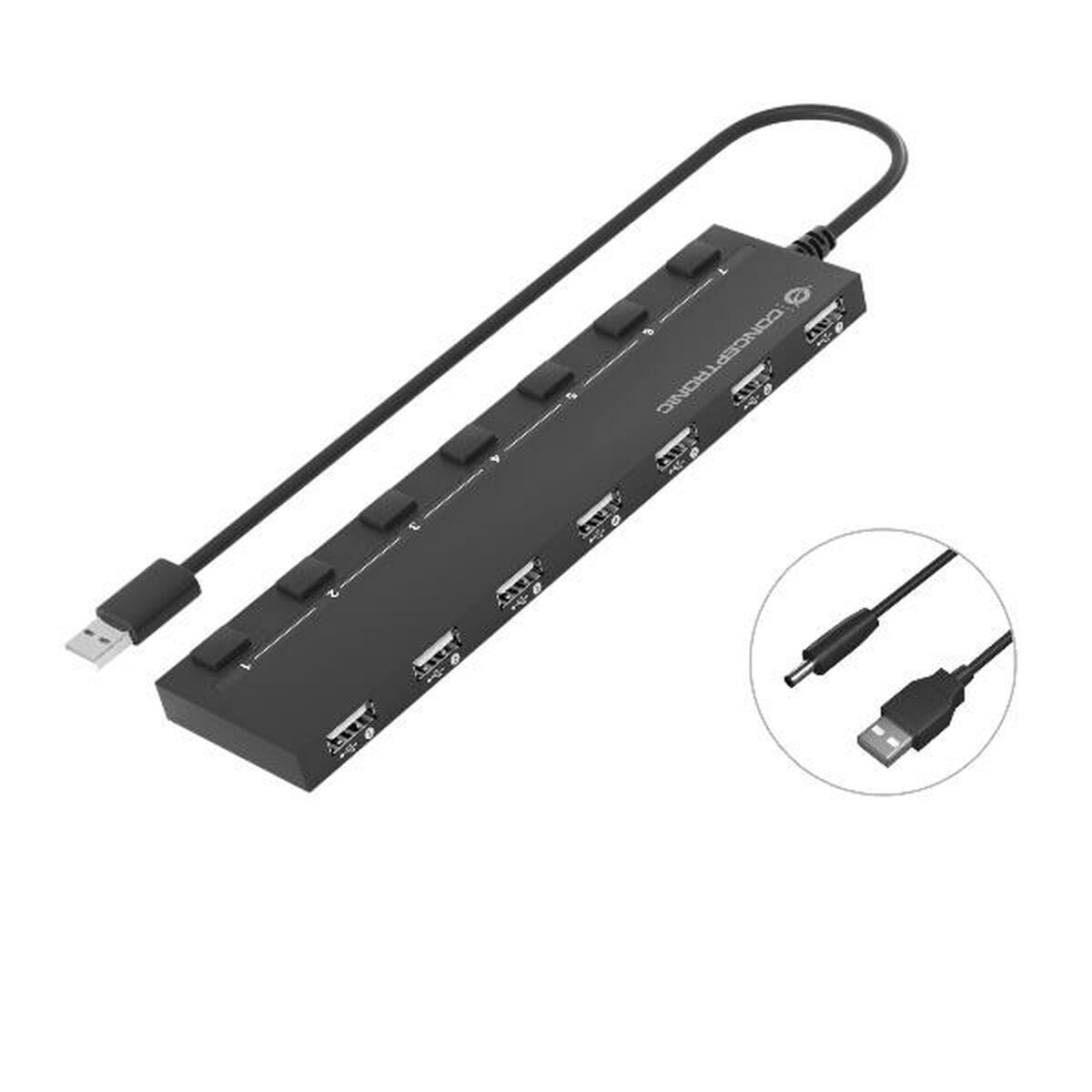 USB-HUB Conceptronic 110516507101 Svart 90 cm 7-i-1 (1 antal)