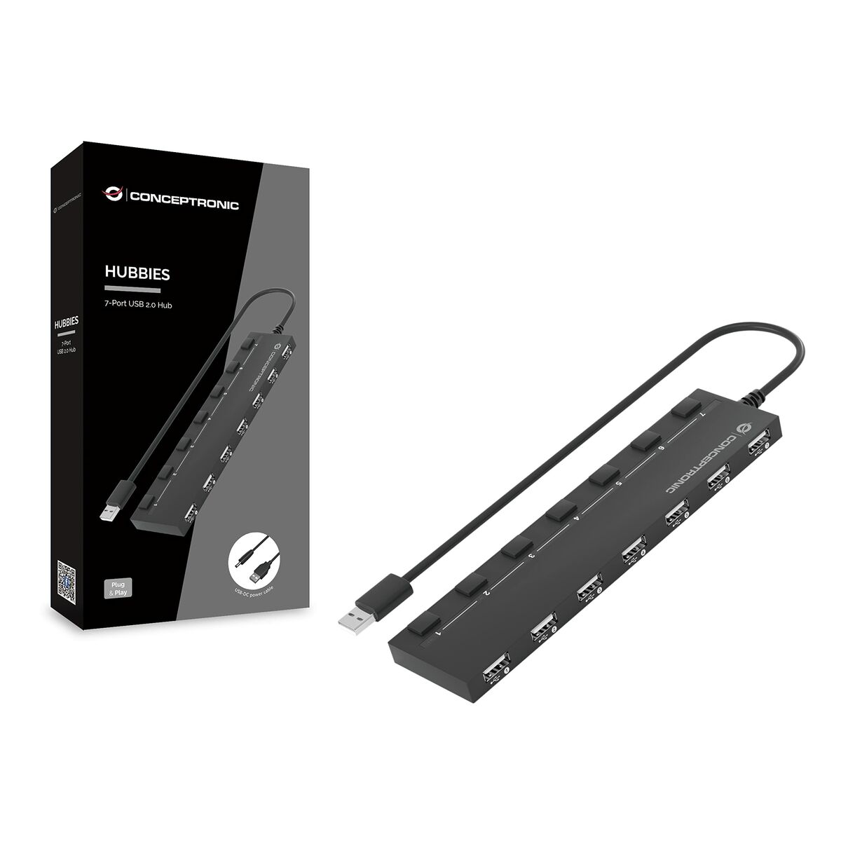 USB-HUB Conceptronic 110516507101 Svart 90 cm 7-i-1 (1 antal) - 3