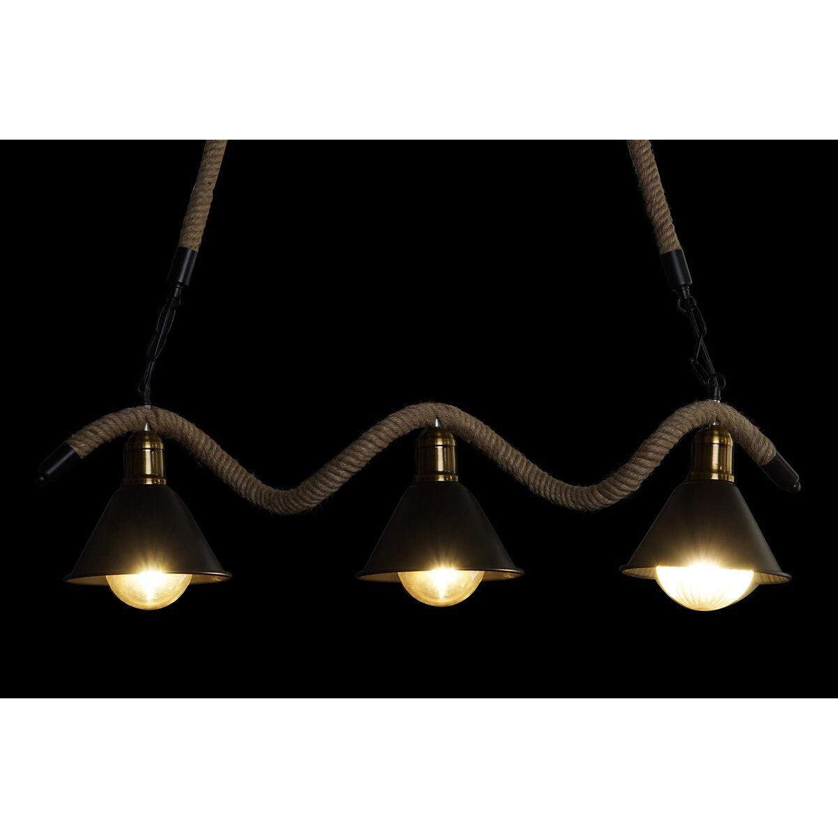 Taklampa DKD Home Decor Naturell Svart Metall Snöre 50 W (85 x 18 x 20 cm) - 5