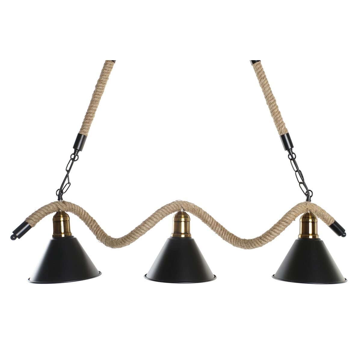 Taklampa DKD Home Decor Naturell Svart Metall Snöre 50 W (85 x 18 x 20 cm)