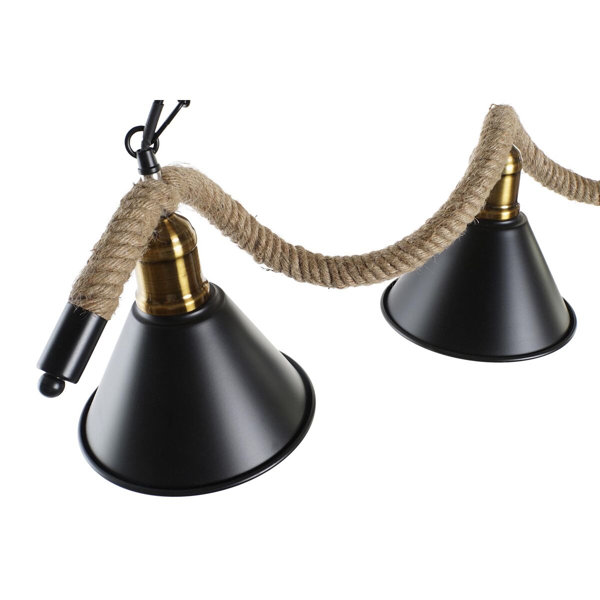 Taklampa DKD Home Decor Naturell Svart Metall Snöre 50 W (85 x 18 x 20 cm) - 3