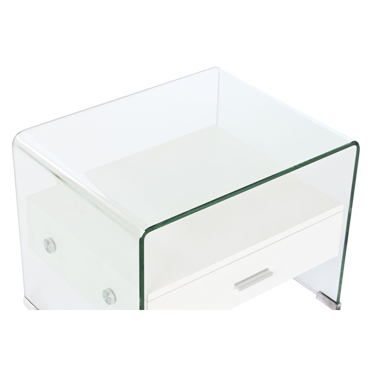 Nattduksbord DKD Home Decor Vit Transparent Glas Trä MDF 50 x 40 x 45,5 cm - 9