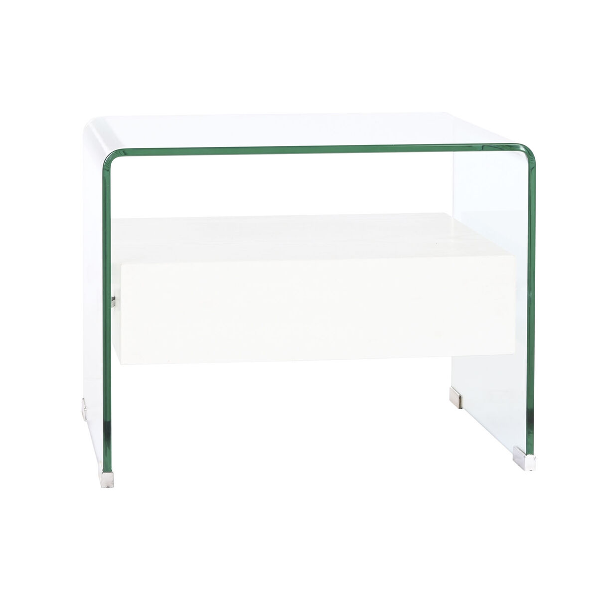 Nattduksbord DKD Home Decor Vit Transparent Glas Trä MDF 50 x 40 x 45,5 cm - 2