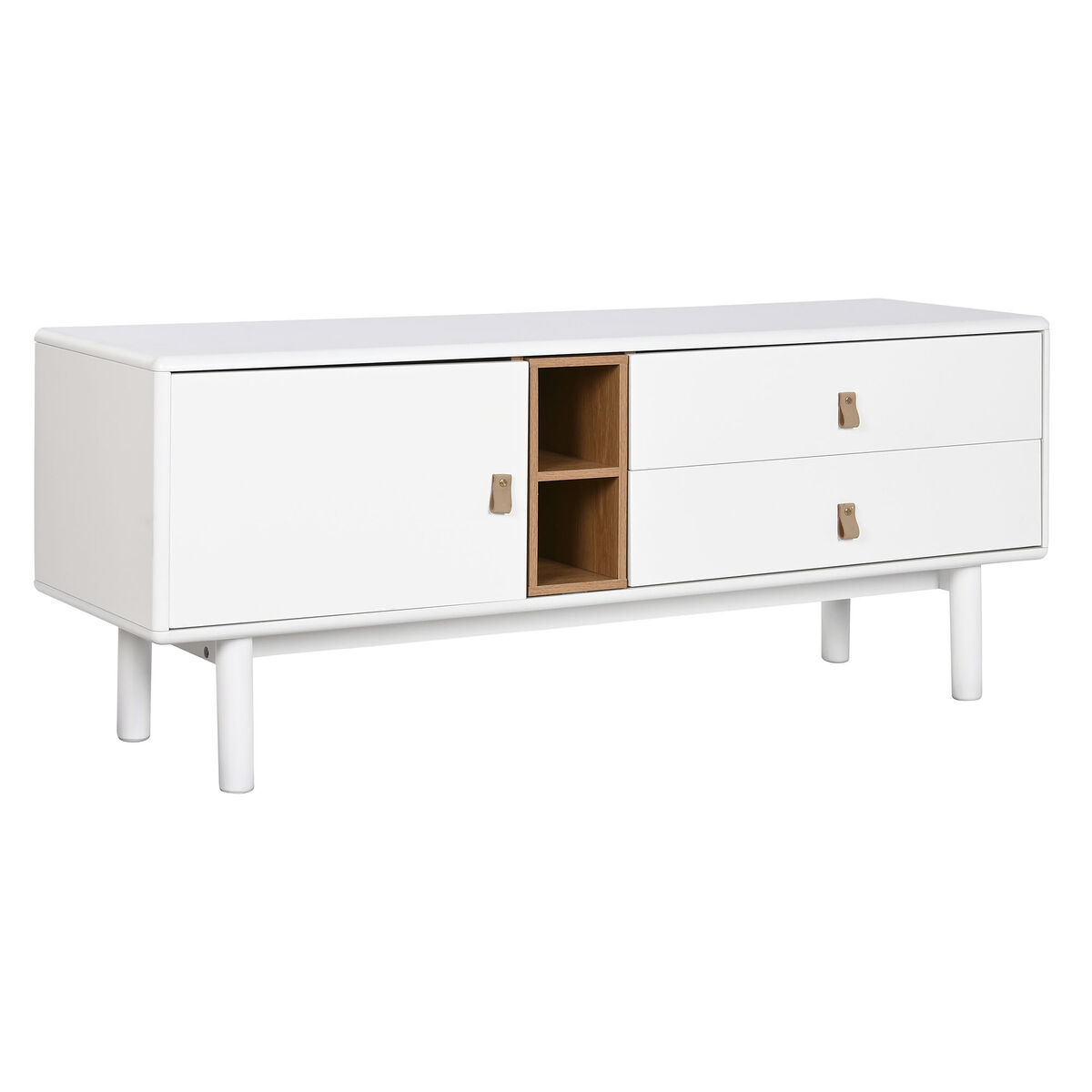 TV-möbler Home ESPRIT Vit Naturell polypropen Trä MDF 140 x 40 x 55 cm