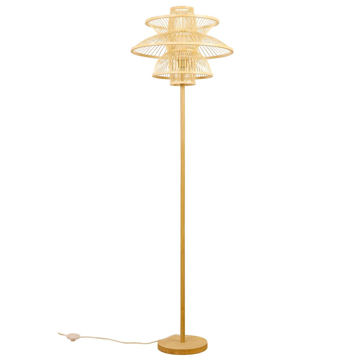 Golvlampa DKD Home Decor Polyester Bambu (50 x 50 x 168 cm) - 2