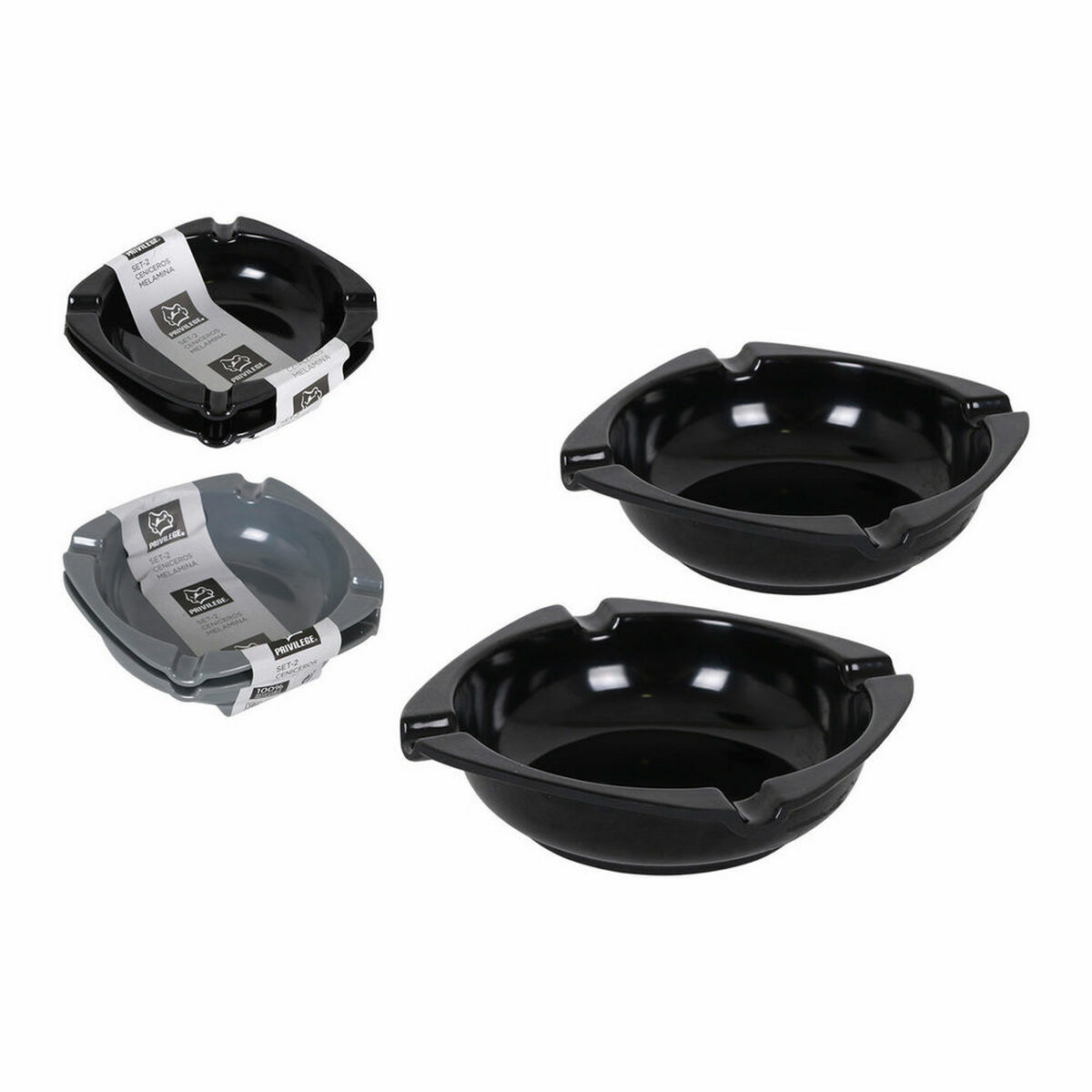 Askfat Privilege Melamin 10 x 10 x 3 cm (2 Delar) (18 antal) (10 cm)(2 pcs) - 2