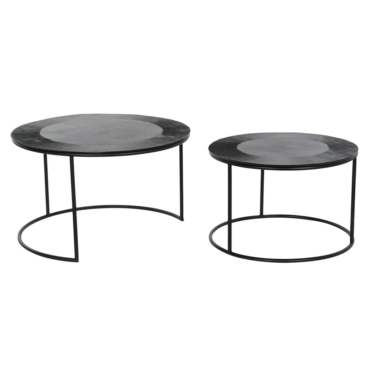 2-bordsset DKD Home Decor Svart Metall Aluminium 76 x 76 x 44 cm - 2