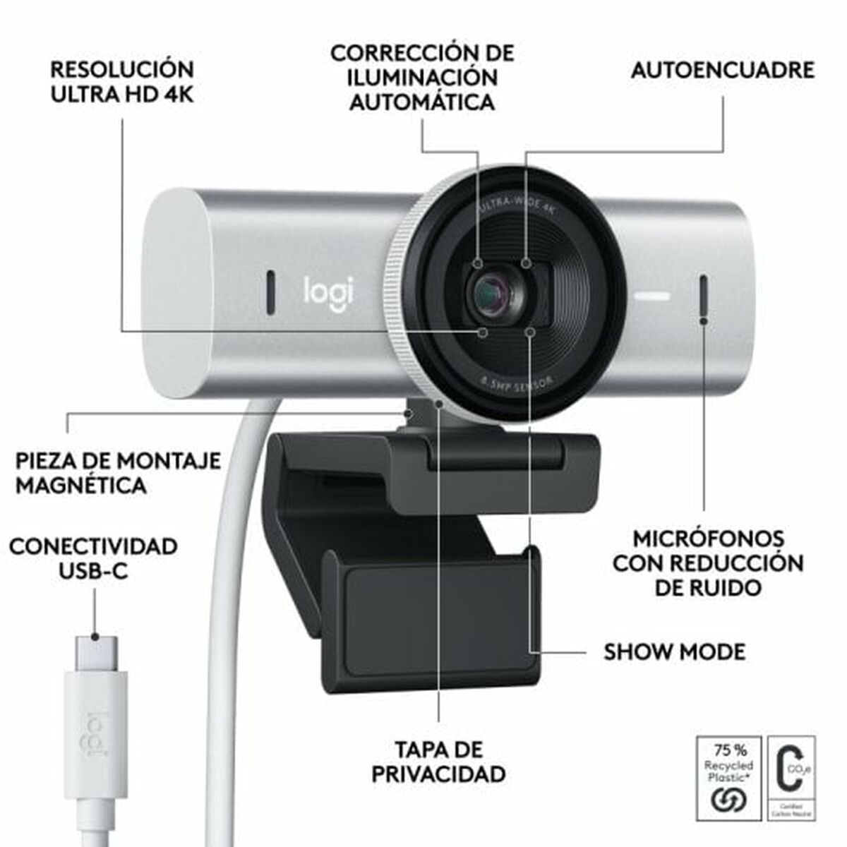 Webbkamera Logitech 4K Ultra HD - 6