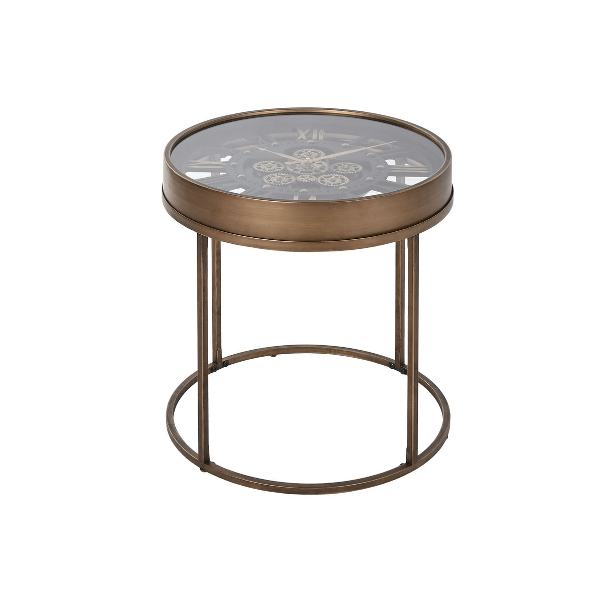Sidobord Home ESPRIT Svart Gyllene Metall Glas 48 x 48 x 51 cm