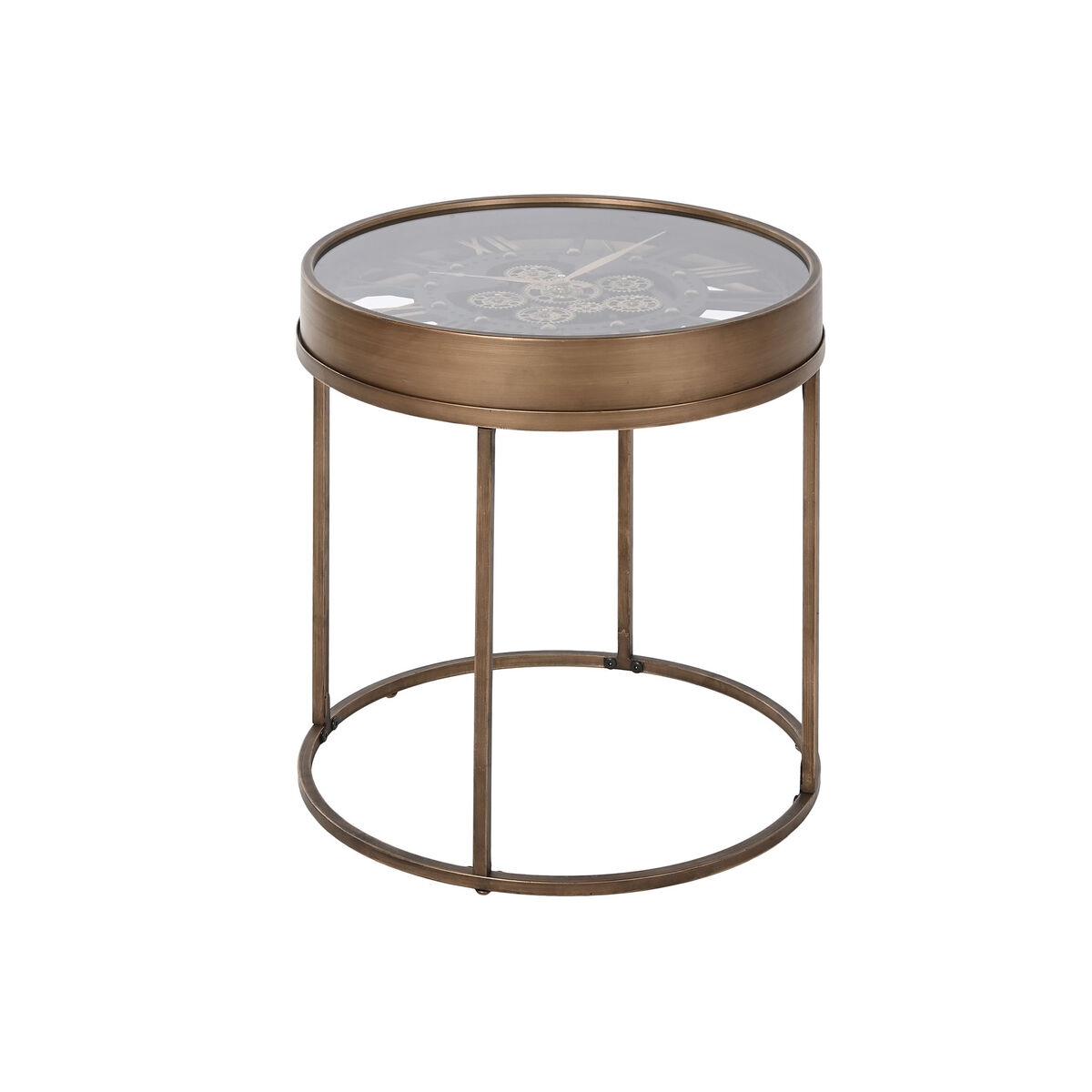 Sidobord Home ESPRIT Svart Gyllene Metall Glas 48 x 48 x 51 cm - 2