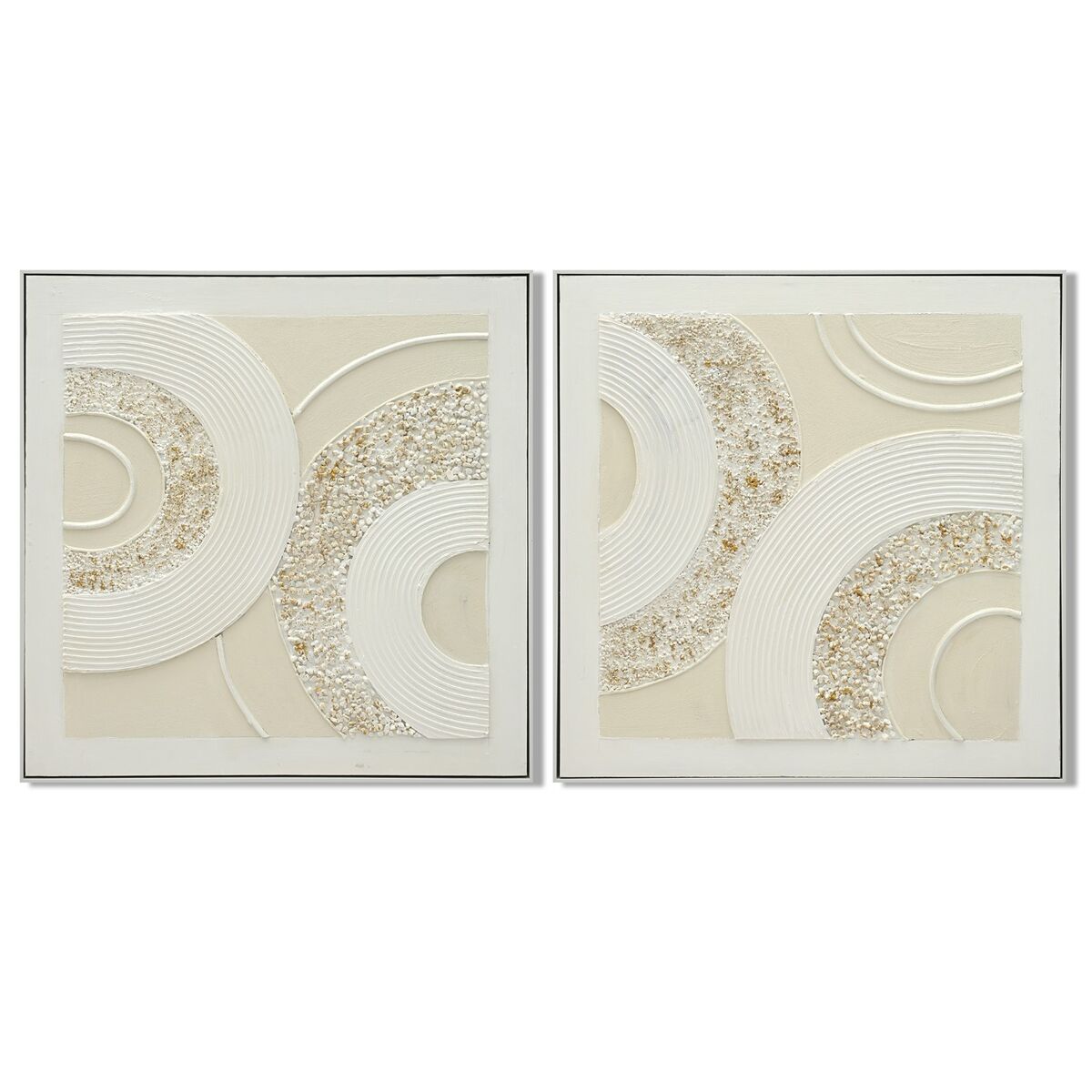 Kanvas Home ESPRIT Vit Beige Abstrakt Skandinavisk 82 x 4,5 x 82 cm (2 antal)