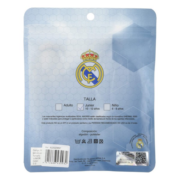 Återanvändbart Hygieniskt Munskydd av Tyg Real Madrid C.F. Blå - 3