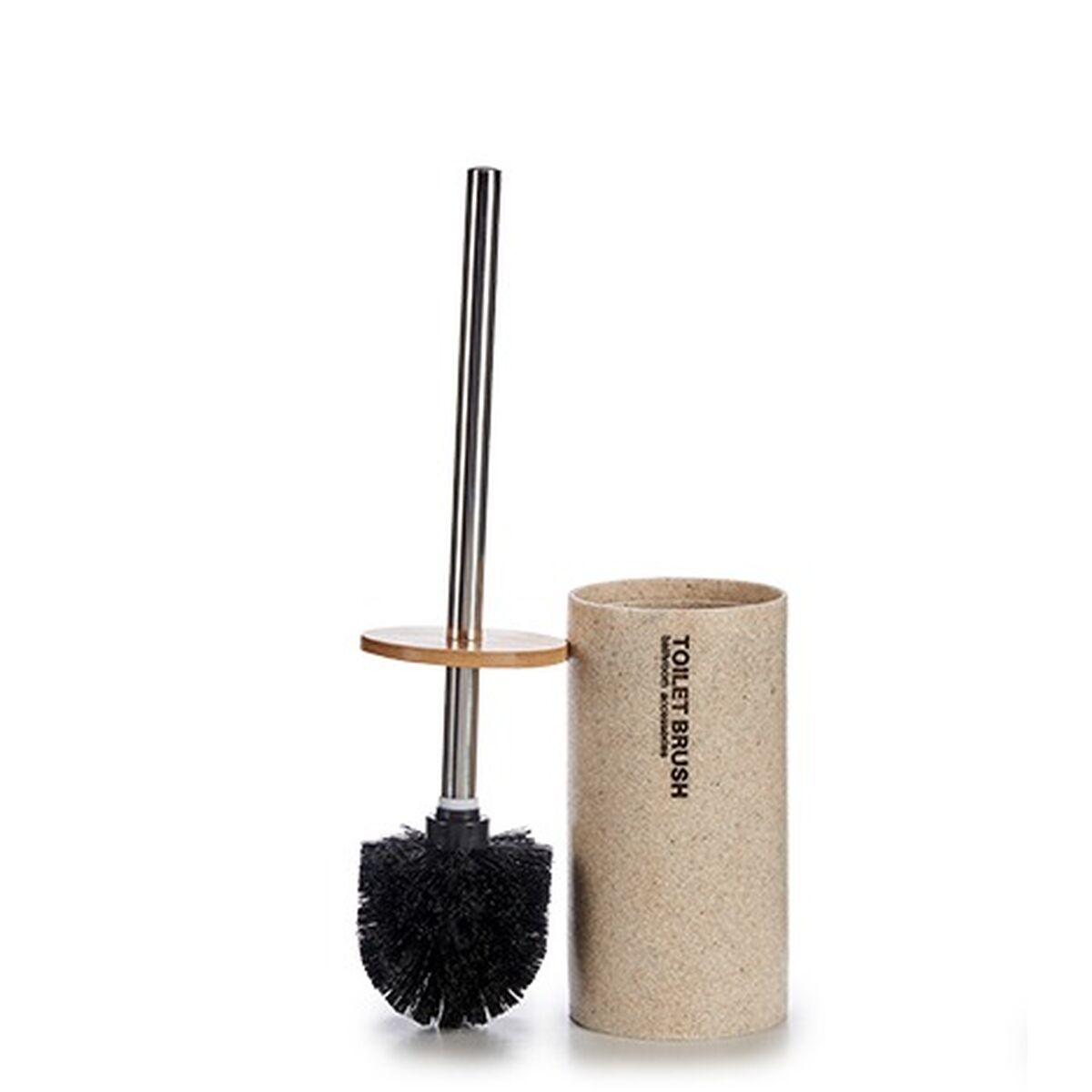 Toalettborste Beige Silvrig Metall Harts Bambu 9,6 x 37,5 x 9,6 cm (6 antal) - 5