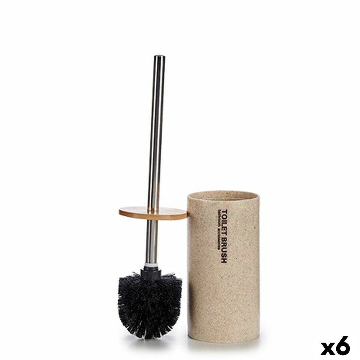 Toalettborste Beige Silvrig Metall Harts Bambu 9,6 x 37,5 x 9,6 cm (6 antal)